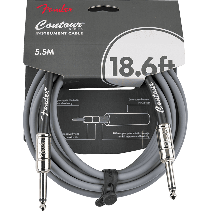 Fender Countour Series Instrument Cable 18.6ft - Inca Silver