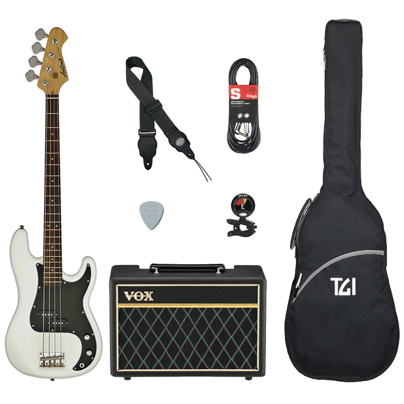 Aria STB-PB/ VOX Pathfinder Bass Bass Guitar Pack - White