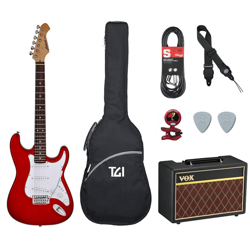Aria STG/Vox Pathfinder Guitar Pack - Candy Apple Red