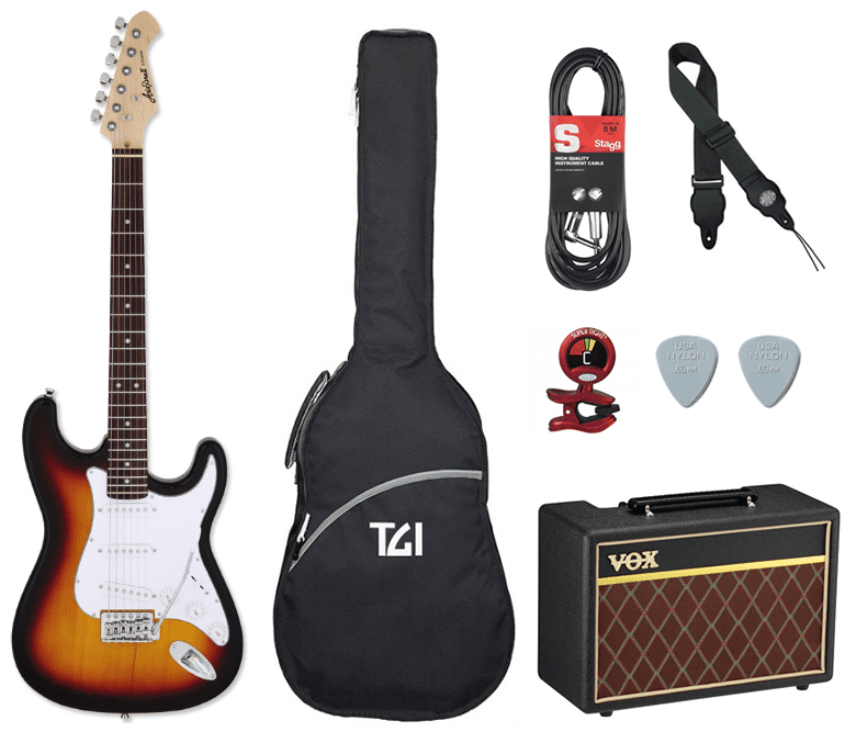 Aria STG/Vox Pathfinder Guitar Pack - 3 Tone Sunburst