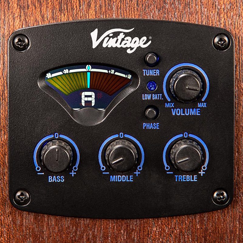 Vintage VE440WK Statesboro Dreadnought Electro-Acoustic - Whiskey Sour - Image 10