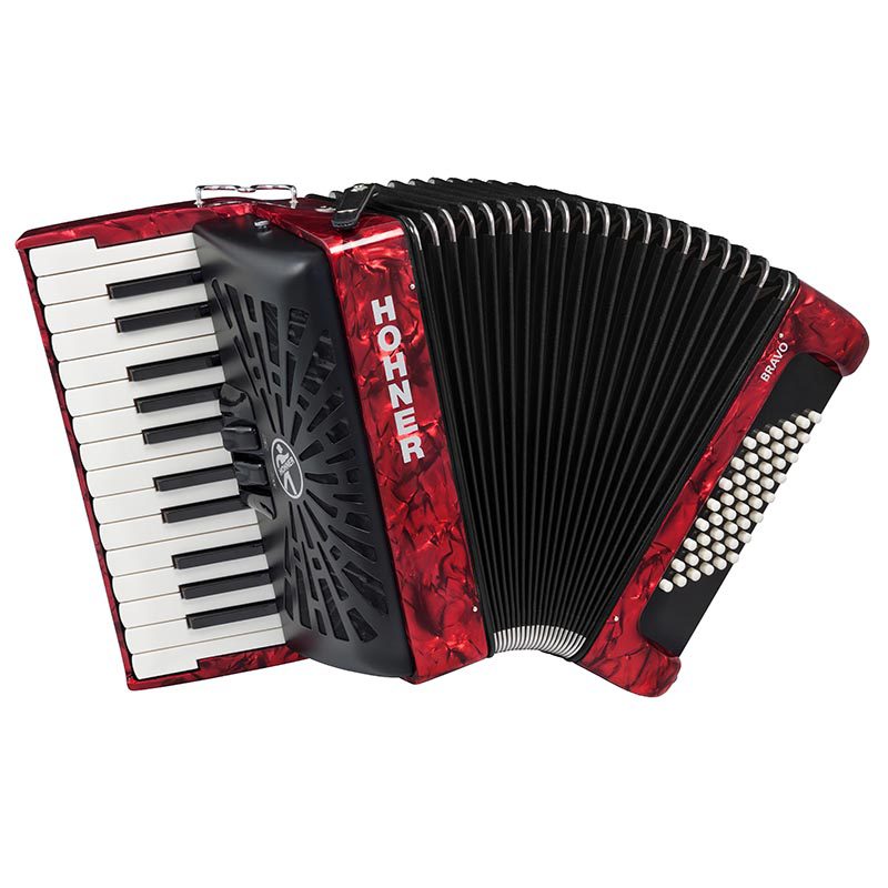 Hohner Bravo II 48 - 48 Bass Piano Accordion - Red