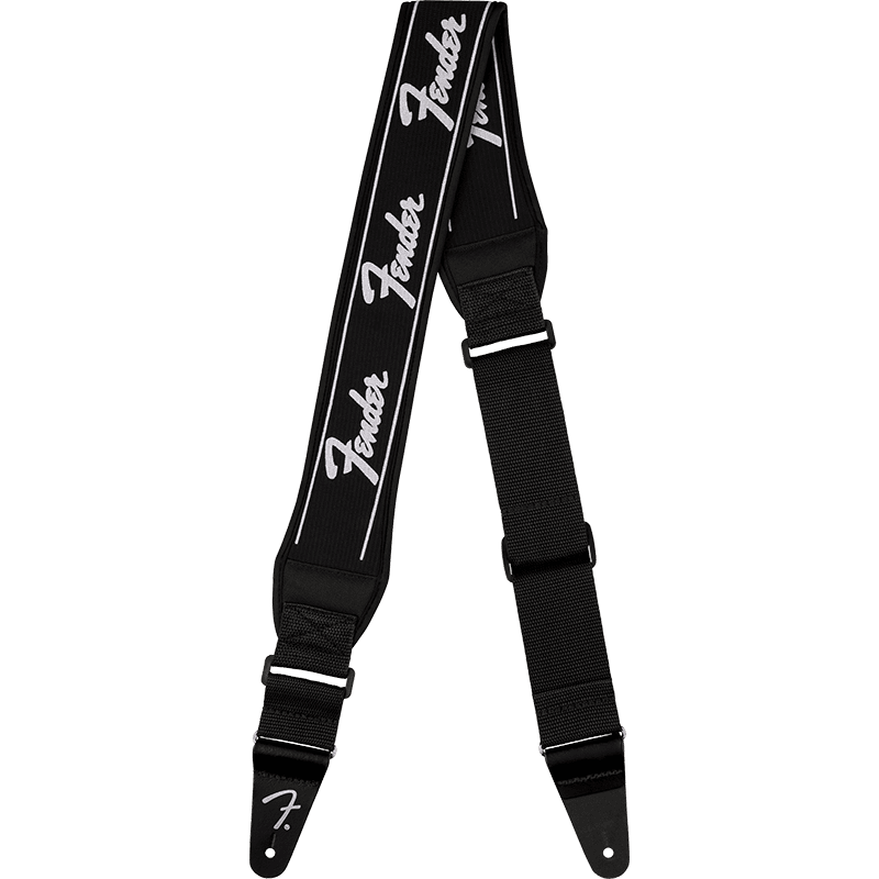 Fender Swell Neoprene Running Logo 2.5" Strap - Black/White - Image 7