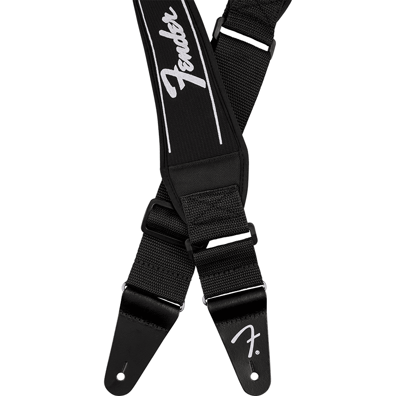 Fender Swell Neoprene Running Logo 2.5" Strap - Black/White - Image 4